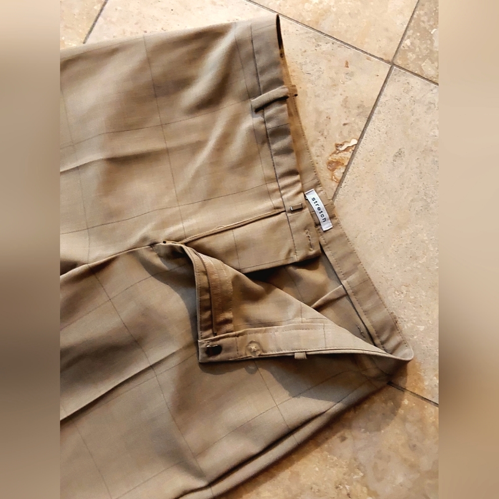Office Party Pants_Tan Pinstripe